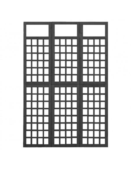 Divisorio a 3 Pannelli in Legno di Abete Nero 121x180 cm