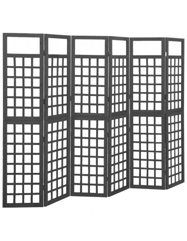 Divisorio a 6 Pannelli in Legno di Abete Nero 242,5x180 cm