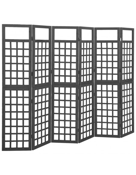 Divisorio a 6 Pannelli in Legno di Abete Nero 242,5x180 cm