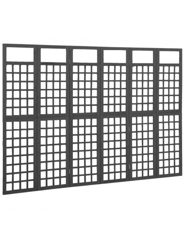 Divisorio a 6 Pannelli in Legno di Abete Nero 242,5x180 cm