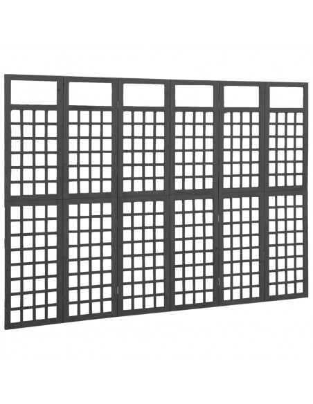 Divisorio a 6 Pannelli in Legno di Abete Nero 242,5x180 cm