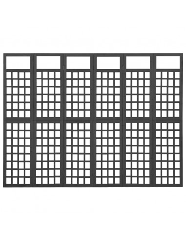 Divisorio a 6 Pannelli in Legno di Abete Nero 242,5x180 cm