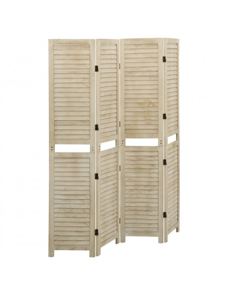 Divisorio a 4 Pannelli 140 x 165 cm Legno Massello di Paulownia