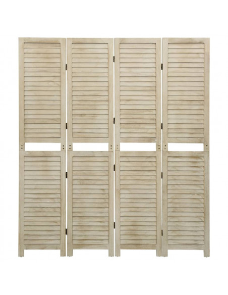 Divisorio a 4 Pannelli 140 x 165 cm Legno Massello di Paulownia