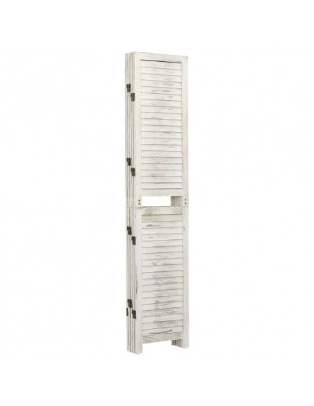 Divisorio 5 Pannelli Bianco Antico 178,5x166 cm Legno Massello
