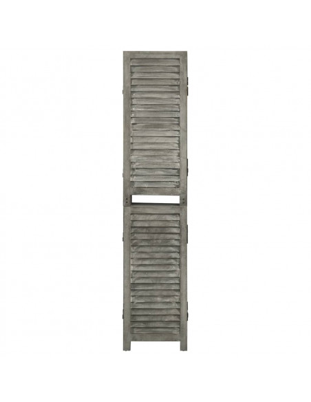 Divisorio a 5 Pannelli Grigio 179x166 cm in Legno Massello