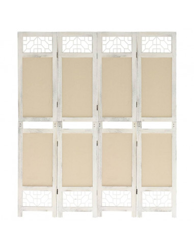Divisorio a 4 Pannelli Crema 140x165 cm in Tessuto
