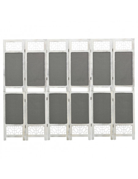 Divisorio a 6 Pannelli Grigio 210x165 cm in Tessuto