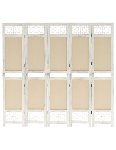 Divisorio a 5 Pannelli Crema 175x165 cm in Tessuto