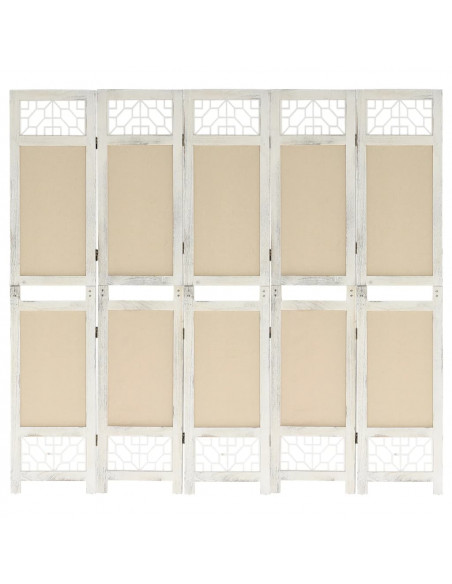Divisorio a 5 Pannelli Crema 175x165 cm in Tessuto