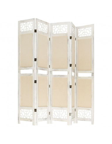 Divisorio a 5 Pannelli Crema 175x165 cm in Tessuto