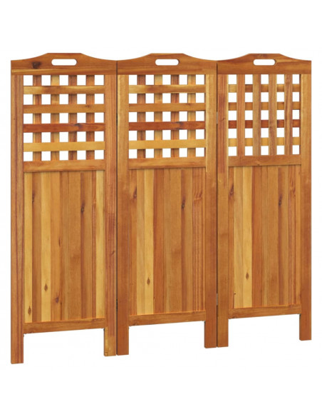 Divisorio a 3 Pannelli 121,5x2x115 cm Legno Massello di Acacia