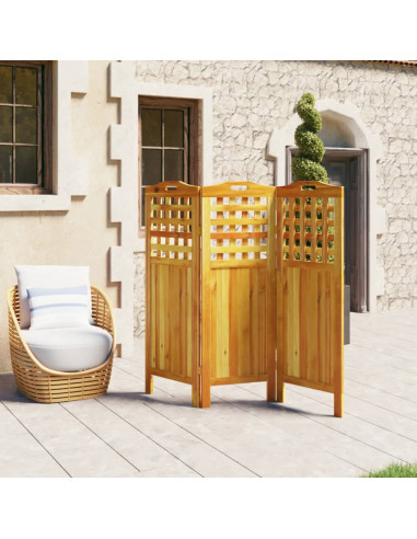 Divisorio a 3 Pannelli 121,5x2x115 cm Legno Massello di Acacia