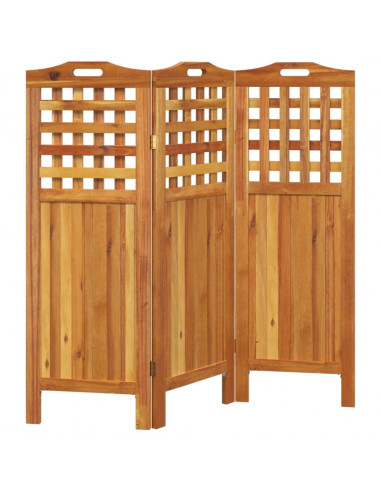 Divisorio a 3 Pannelli 121,5x2x115 cm Legno Massello di Acacia