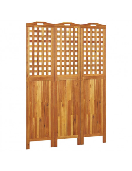 Divisorio a 3 Pannelli 121,5x2x180 cm Legno Massello di Acacia