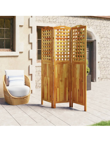 Divisorio a 3 Pannelli 121,5x2x180 cm Legno Massello di Acacia