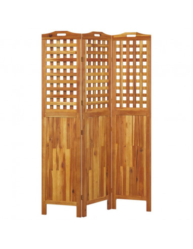 Divisorio a 3 Pannelli 121,5x2x180 cm Legno Massello di Acacia