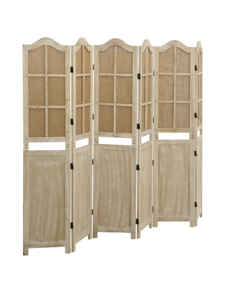 Divisorio a 6 Pannelli Marrone 214x165 cm in Tessuto