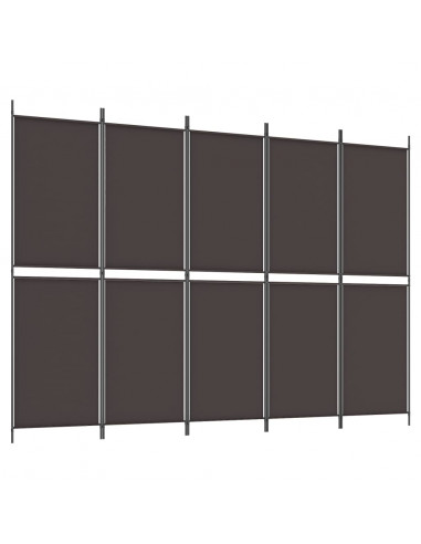 Divisorio a 5 Pannelli Marrone 250x180 cm in Tessuto