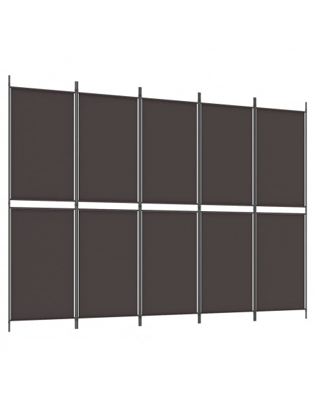 Divisorio a 5 Pannelli Marrone 250x180 cm in Tessuto