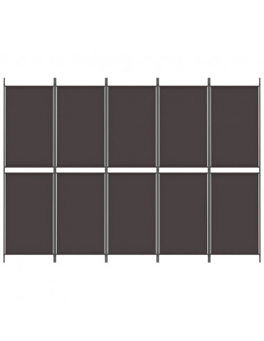 Divisorio a 5 Pannelli Marrone 250x180 cm in Tessuto