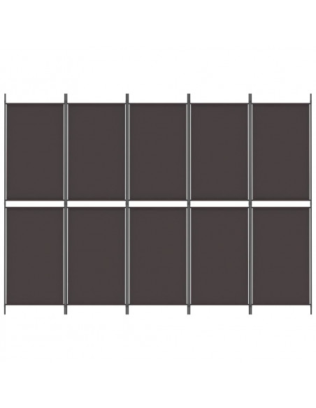 Divisorio a 5 Pannelli Marrone 250x180 cm in Tessuto
