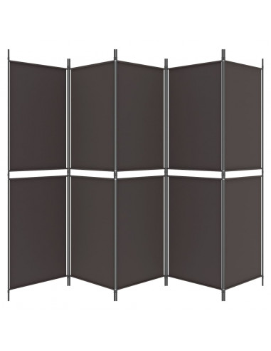 Divisorio a 5 Pannelli Marrone 250x180 cm in Tessuto
