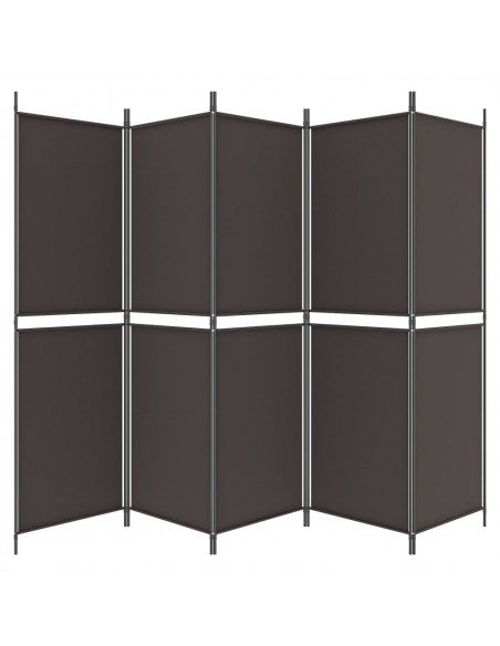 Divisorio a 5 Pannelli Marrone 250x180 cm in Tessuto