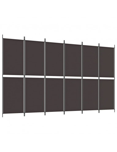 Divisorio a 6 Pannelli Marrone 300 x 180 cm in Tessuto