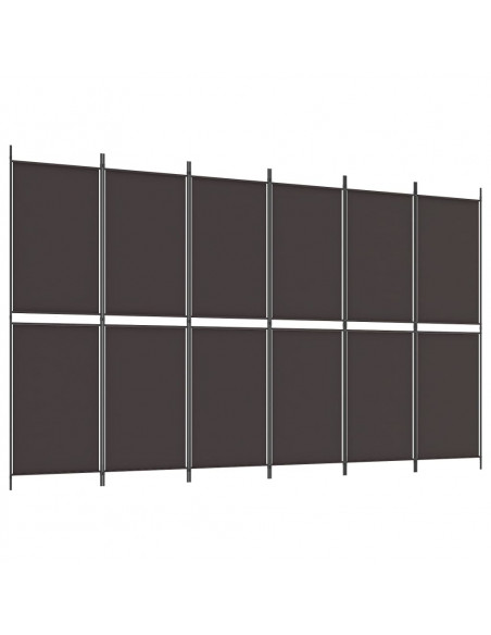 Divisorio a 6 Pannelli Marrone 300 x 180 cm in Tessuto