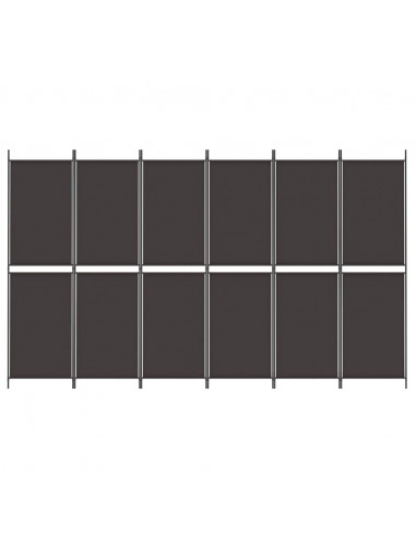 Divisorio a 6 Pannelli Marrone 300 x 180 cm in Tessuto