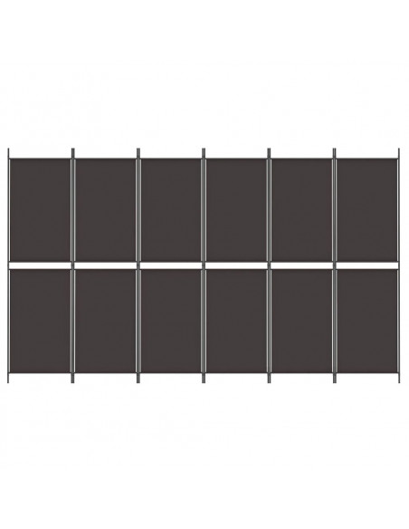 Divisorio a 6 Pannelli Marrone 300 x 180 cm in Tessuto