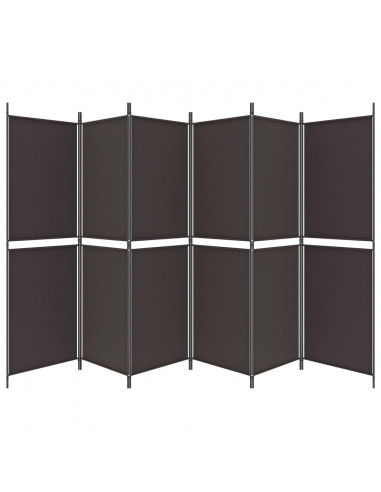 Divisorio a 6 Pannelli Marrone 300 x 180 cm in Tessuto