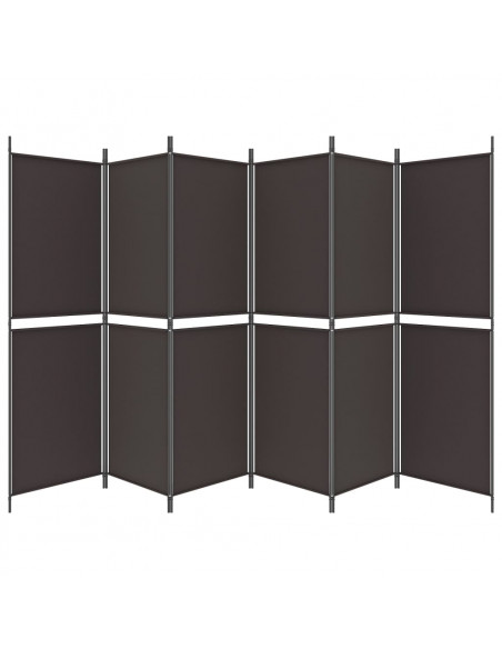 Divisorio a 6 Pannelli Marrone 300 x 180 cm in Tessuto