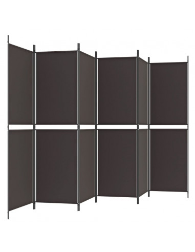 Divisorio a 6 Pannelli Marrone 300 x 180 cm in Tessuto