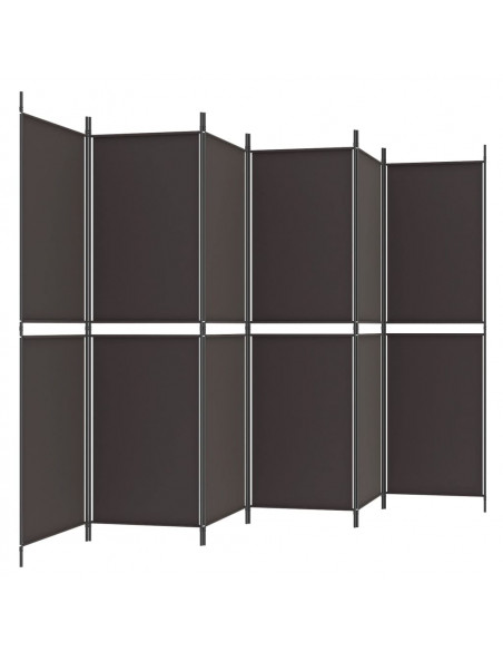 Divisorio a 6 Pannelli Marrone 300 x 180 cm in Tessuto