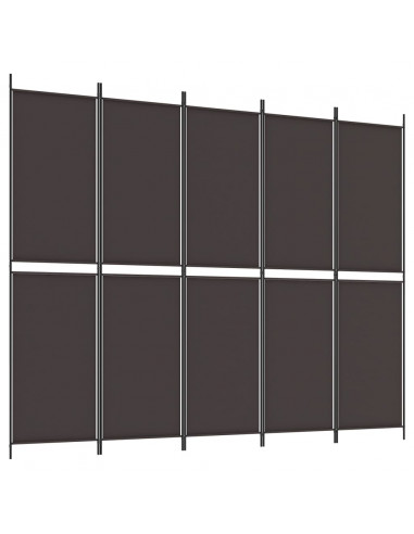 Divisorio a 5 Pannelli Marrone 250x200 cm in Tessuto