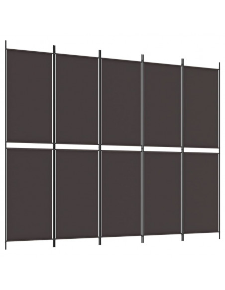 Divisorio a 5 Pannelli Marrone 250x200 cm in Tessuto