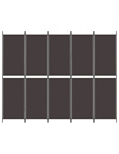 Divisorio a 5 Pannelli Marrone 250x200 cm in Tessuto