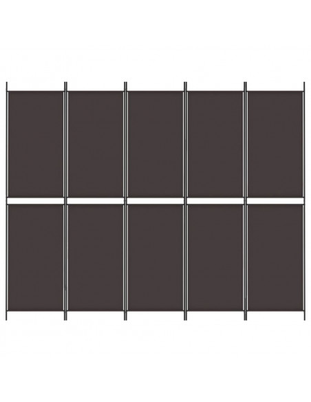 Divisorio a 5 Pannelli Marrone 250x200 cm in Tessuto