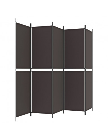 Divisorio a 5 Pannelli Marrone 250x200 cm in Tessuto