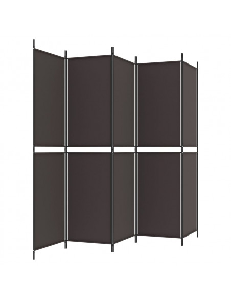 Divisorio a 5 Pannelli Marrone 250x200 cm in Tessuto
