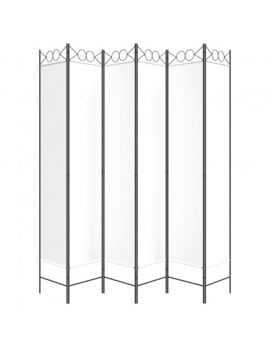 Divisorio a 6 Pannelli Bianco 240x200 cm Tessuto