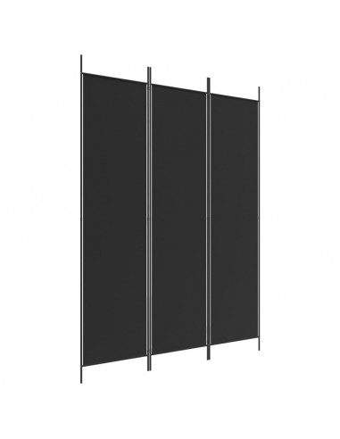 Divisorio a 3 Pannelli Nero 150x200 cm in Tessuto