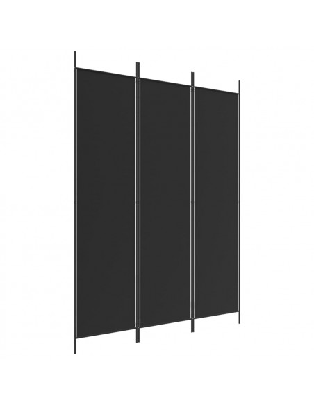 Divisorio a 3 Pannelli Nero 150x200 cm in Tessuto