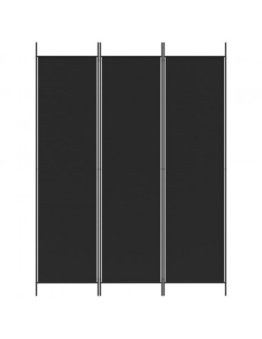 Divisorio a 3 Pannelli Nero 150x200 cm in Tessuto