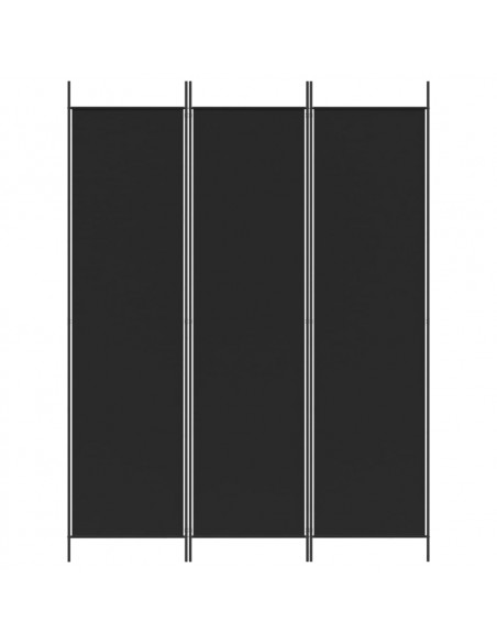 Divisorio a 3 Pannelli Nero 150x200 cm in Tessuto