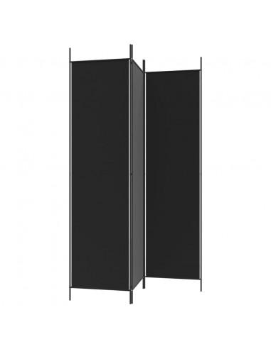 Divisorio a 3 Pannelli Nero 150x200 cm in Tessuto