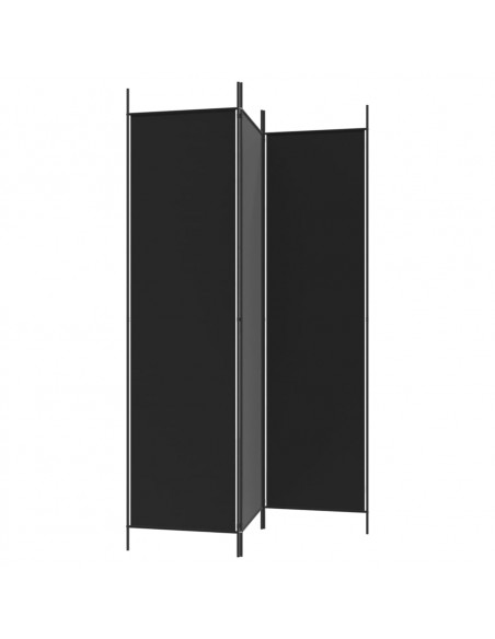 Divisorio a 3 Pannelli Nero 150x200 cm in Tessuto