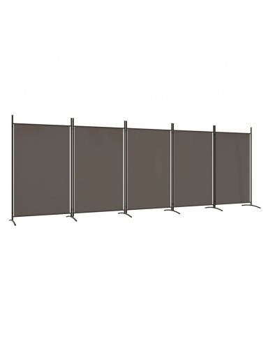 Divisorio a 5 Pannelli Antracite 433x180 cm Tessuto